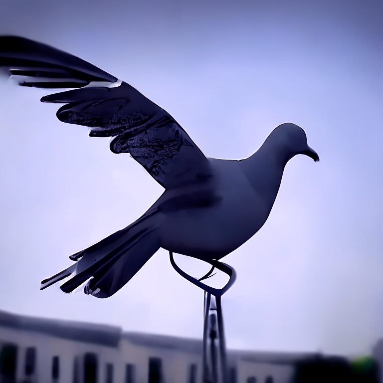 bird, sky, beak, feather, wing, seabird, art, tail, sculpture, cloud