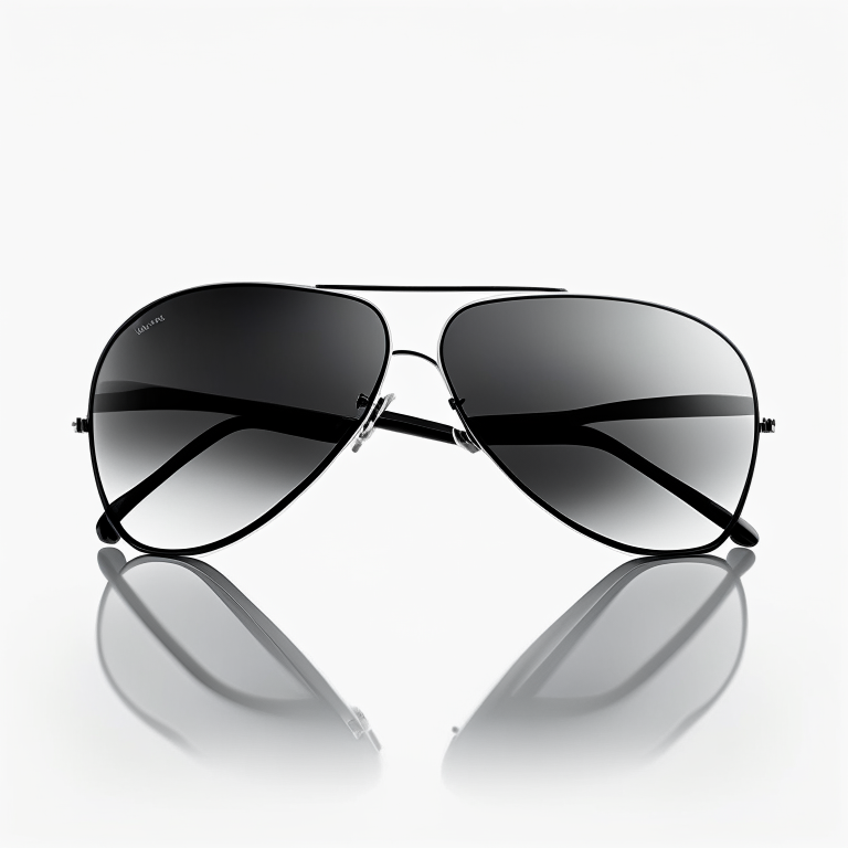 black aviator sunglasses on a white background