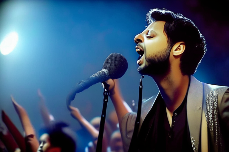 Atif Aslam singing in front of his fans
