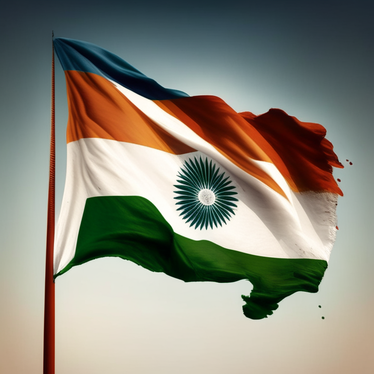 Indian flag waving in the wind