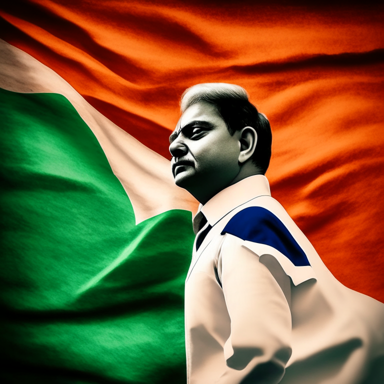 Narendra Modi with the Indian flag in the background
