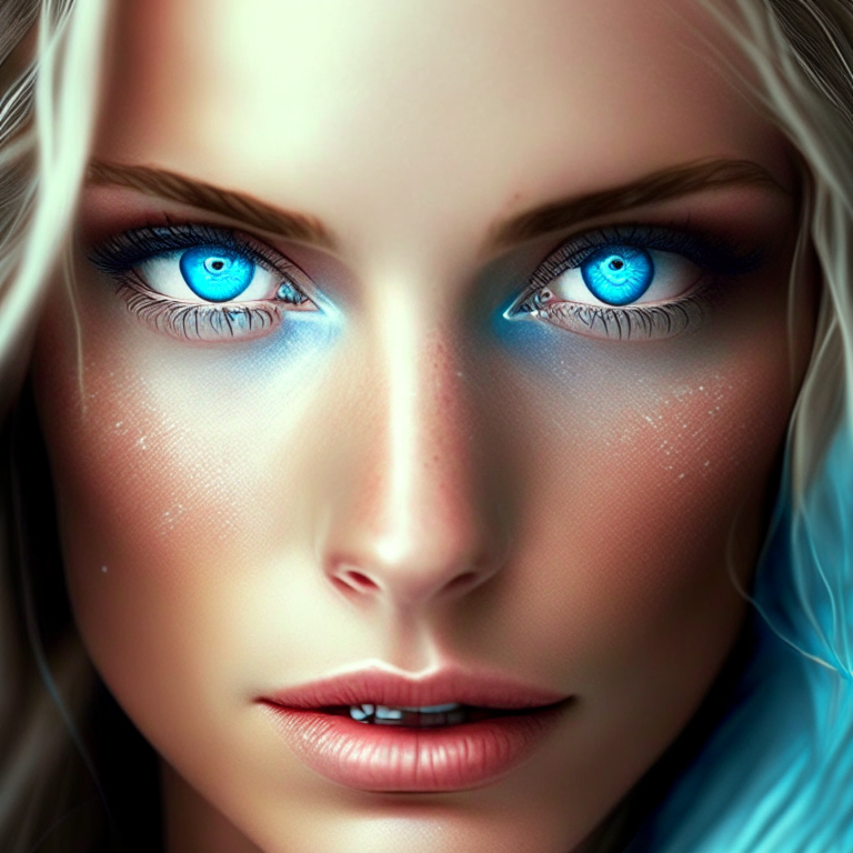 a beautiful woman with bright blue eyes