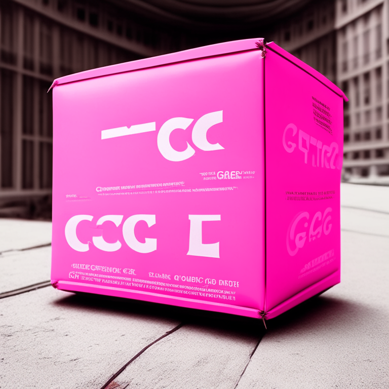 a hot pink package with the words TGC FASHION in bold white letters on it, zooming through a fast express delivery network