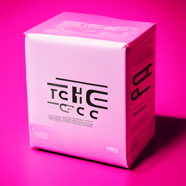 a hot pink package with the letters TGC in bold white letters on it, zooming through a fast express delivery network, with the TGC FASHION logo on the side