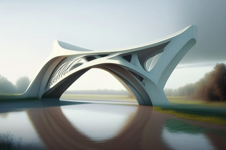 a modern bridge with a folding design that allows it to expand and contract with the flow of water