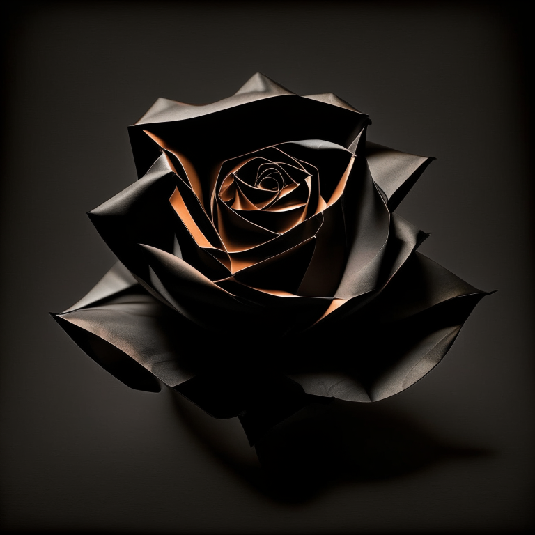 an origami Kawasaki rose with a black background