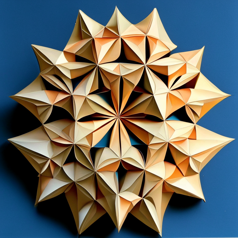 an origami pleated tessellation with a star pattern
