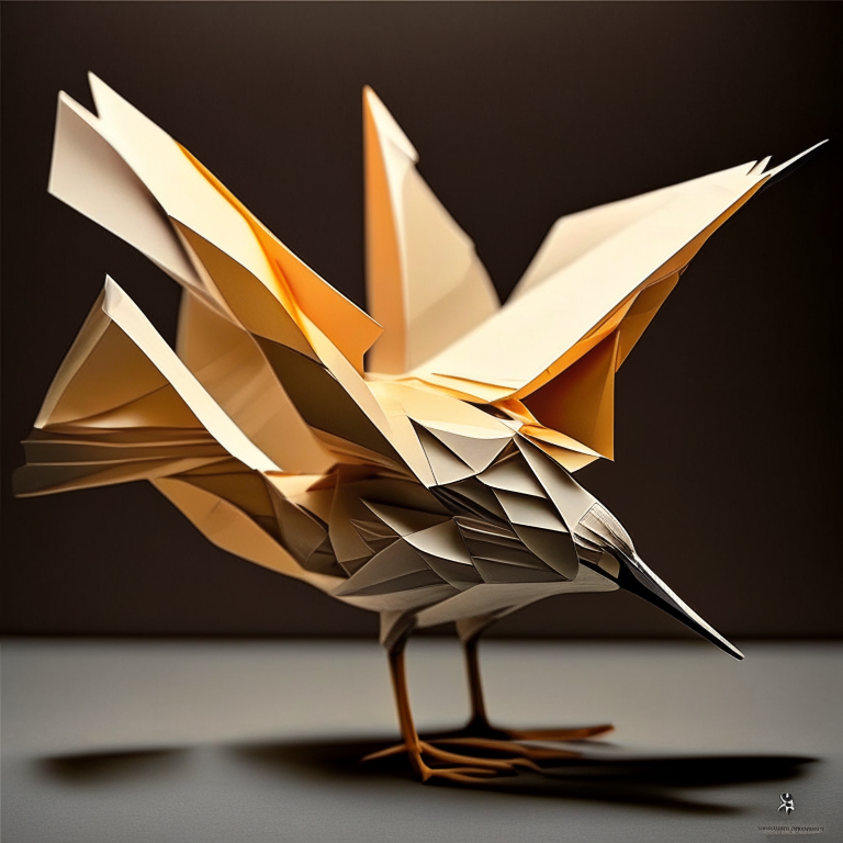 A stunning origami crane, folded with precision and care