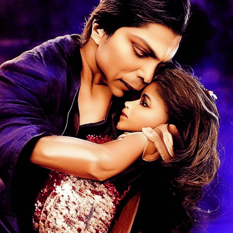 Shahrukh Khan and Deepika Padukone in a romantic pose