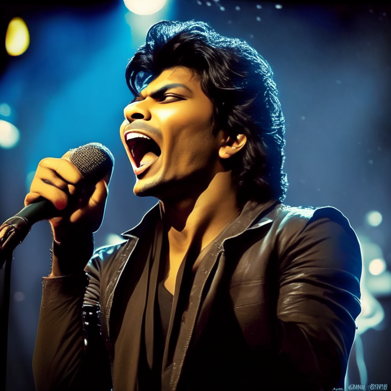 Shaan singing passionately on stage