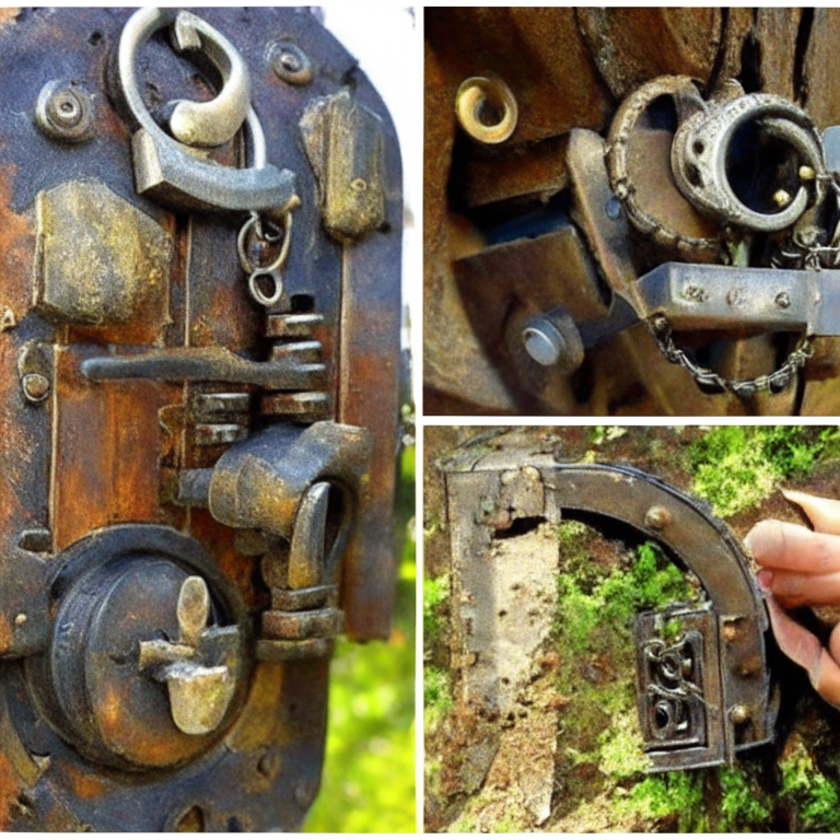 people using recycled objects made from old locks