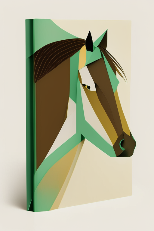 a simple and elegant book cover for a physics reference book, featuring an abstract horse head and geometric shapes in a folded paper style. The color scheme is based on brown with accents of light green, giving a bright and cheerful feel.