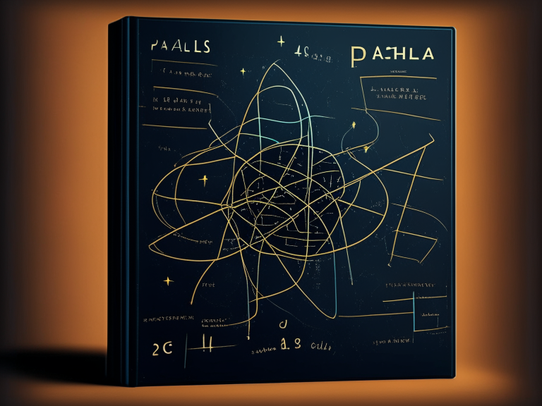 a physics textbook cover with a stylized atom and a formula on a chalkboard background