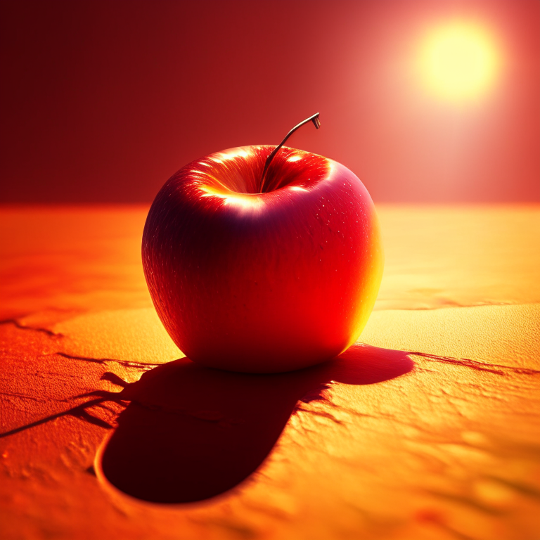 a red apple melting in the sun