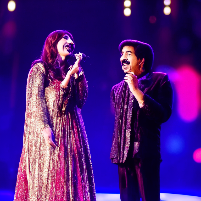 Alka Yagnik and Udit Narayan singing on stage