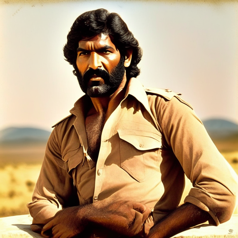 Gabbar Singh from Sholay in a pose