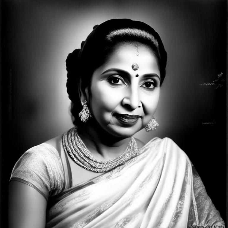 Asha Bhosle posing for a portrait