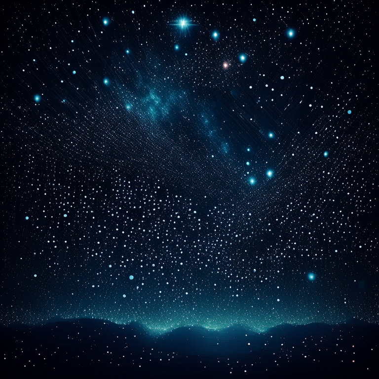 A vast ocean of data and information, with countless data points shimmering like stars in the night sky.