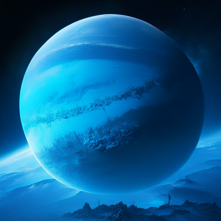 a planet with a blue atmosphere