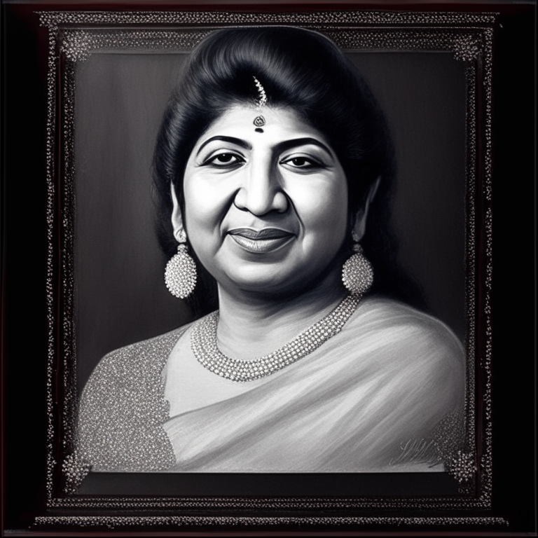 a portrait of Lata Mangeshkar