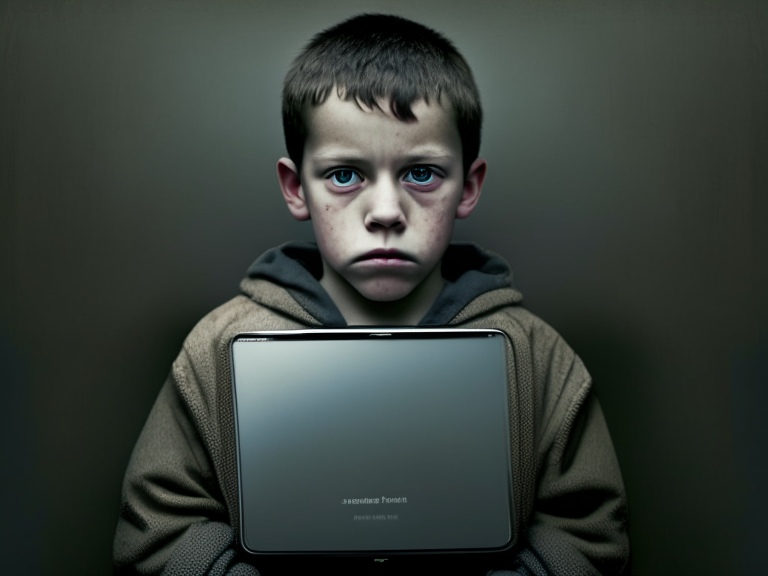 a young boy holding an iPad in the style of Wolfgang Tillmans