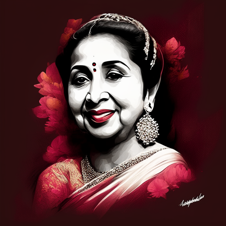 Asha Bhosle in an artistic style
