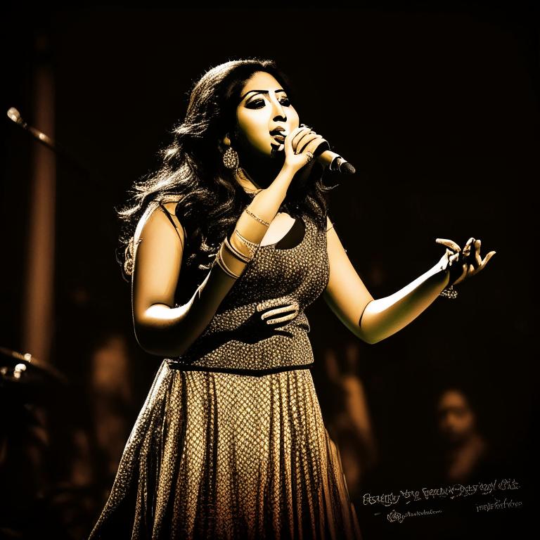 Shreya Ghoshal singing at a concert