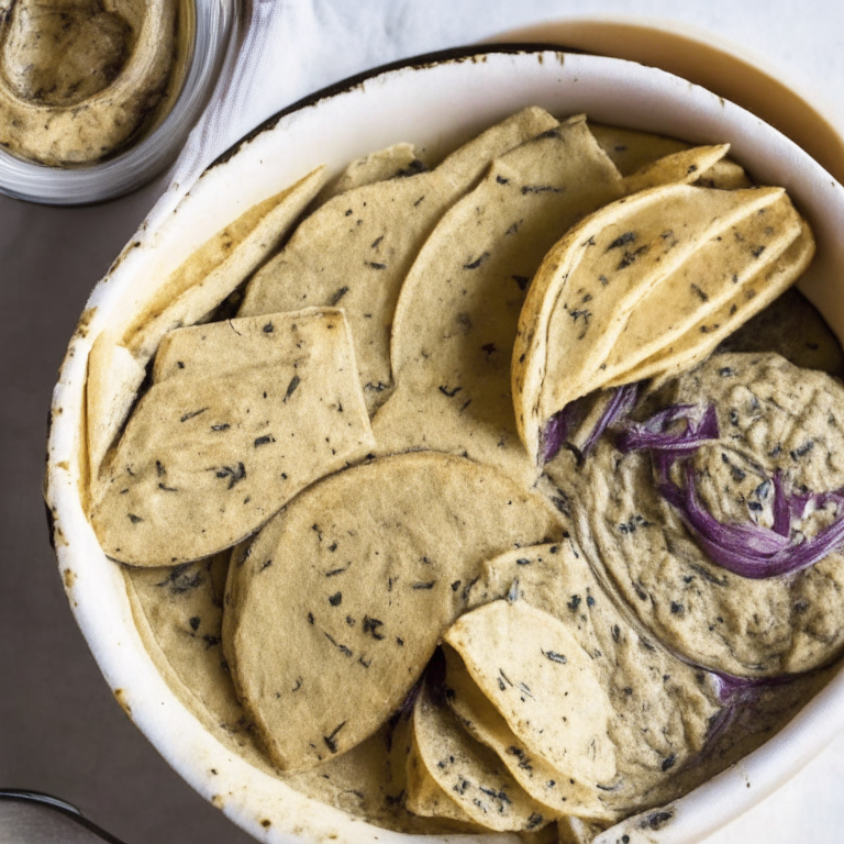 A bowl of baba ganoush with eggplant, tahini, and lemon juice, served with pita bread