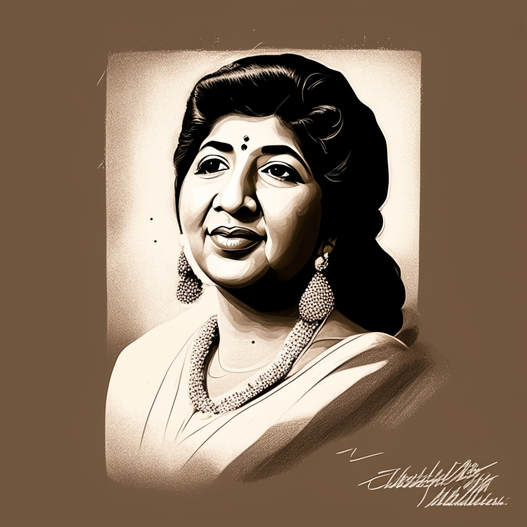 Lata Mangeshkar in a vintage style