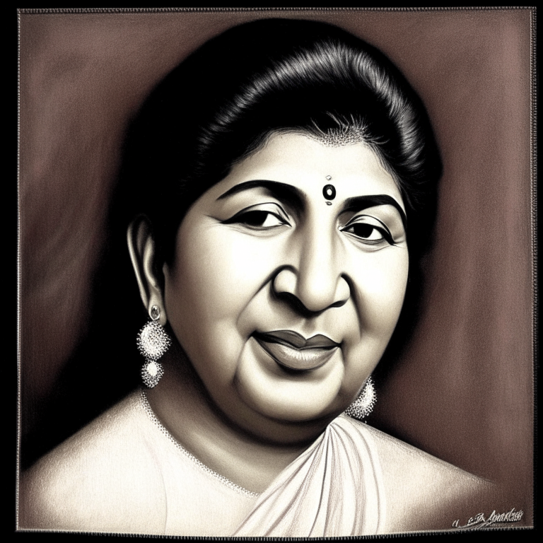 a portrait of Lata Mangeshkar