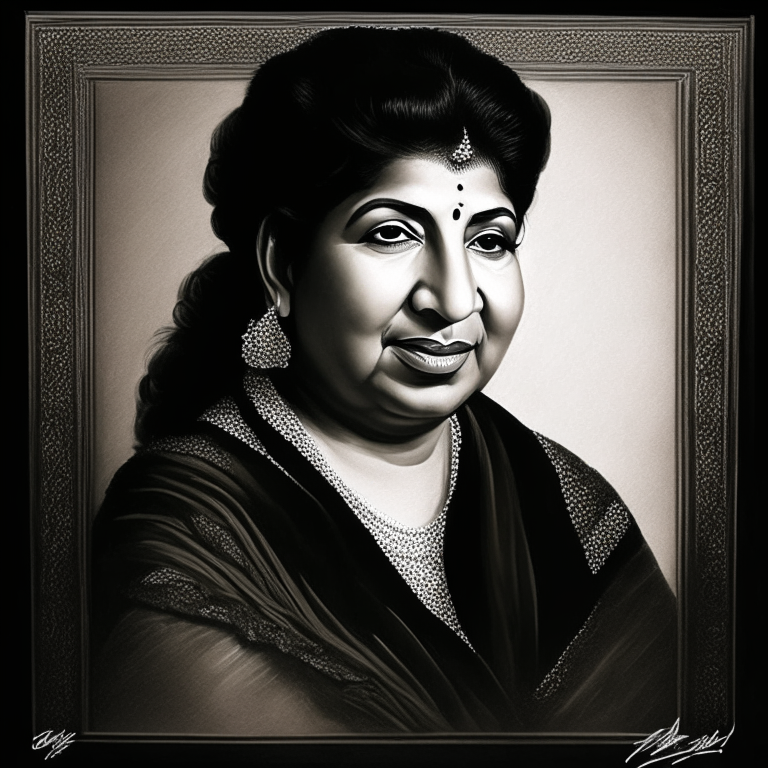 a portrait of Lata Mangeshkar