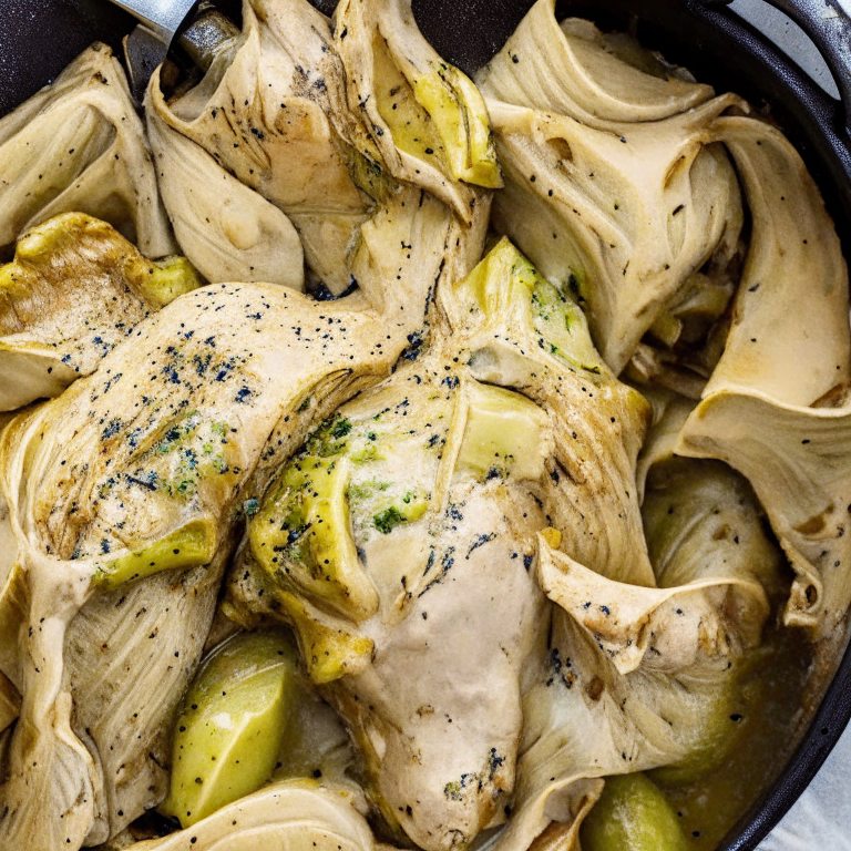 Chicken and Artichoke Skillet with tender chicken, artichoke hearts, and a creamy sauce