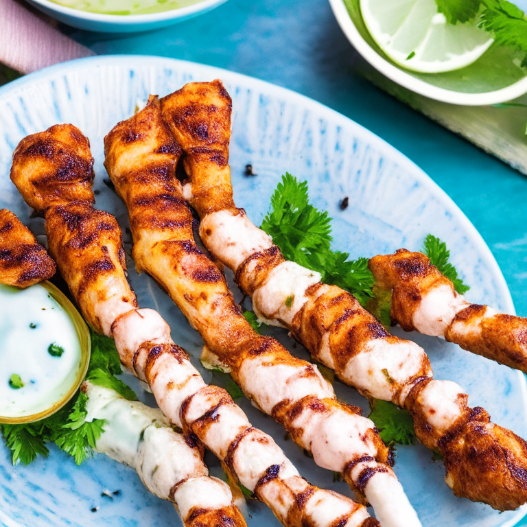 Chicken Kebabs with Mint Yogurt Sauce, juicy chicken skewers with a refreshing mint yogurt sauce