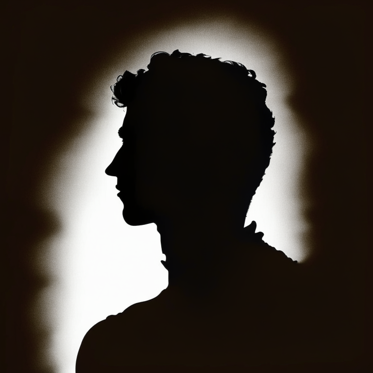 a silhouette of a man's head and shoulders