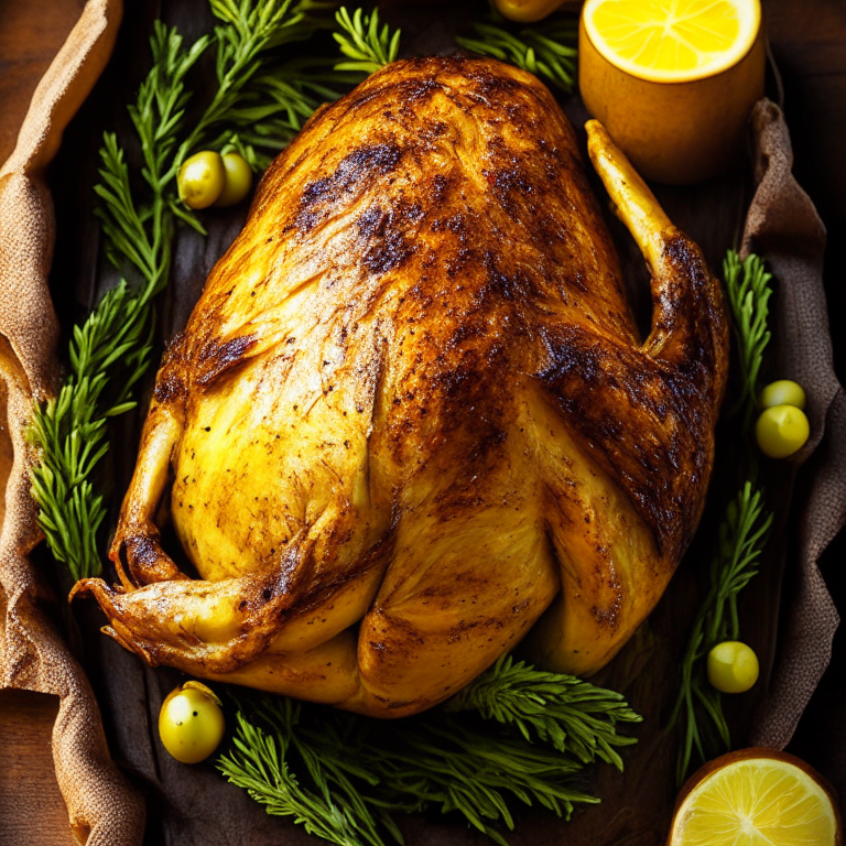 a succulent and aromatic Baked Turkey with Olive Oil, Lemon Juice, and Garlic, with crispy golden skin and tender meat