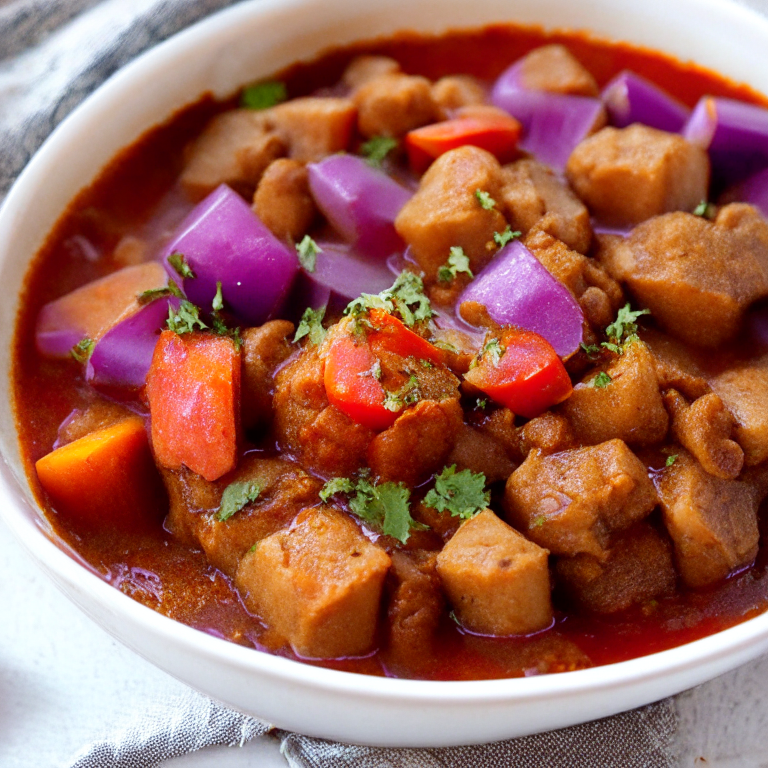 a hearty and flavorful Beef and Eggplant Stew with Tomatoes and Chickpeas, featuring tender chunks of beef, creamy eggplant, juicy tomatoes, and hearty chickpeas