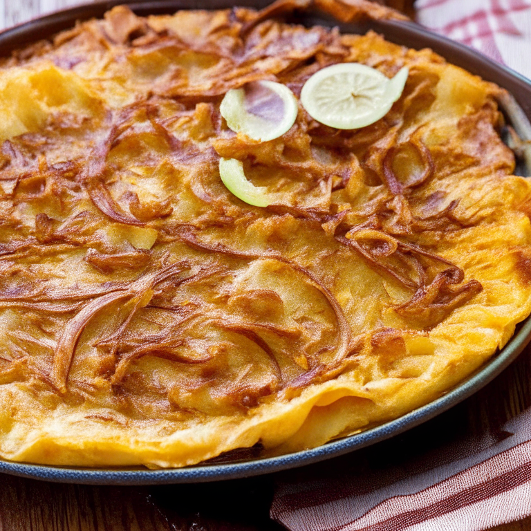 a delicious and hearty Spanish Beef and Potato Tortilla with Onion and Paprika, featuring tender chunks of beef, sliced potatoes, and caramelized onions in a fluffy and flavorful egg mixture