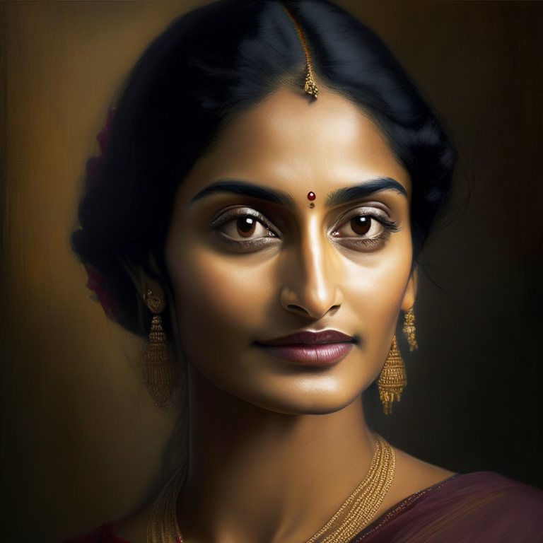 a portrait of an Indian actress with a serene expression