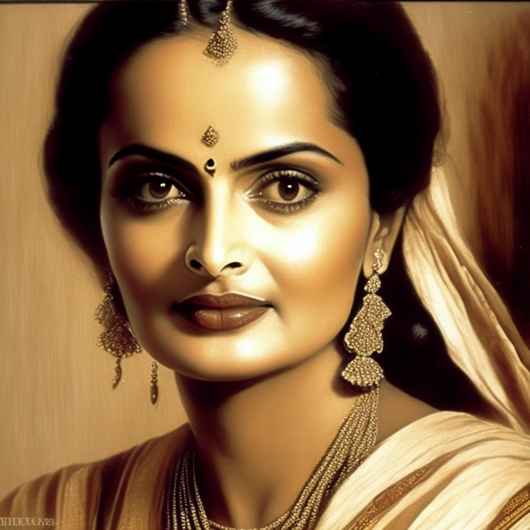 a portrait of Rekha, the Indian actress