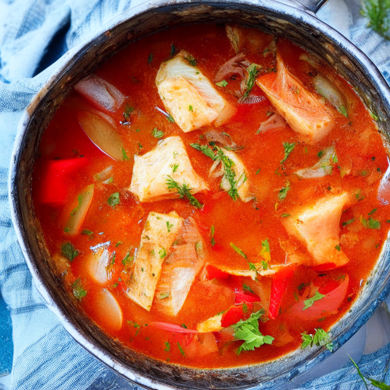 Spicy Mediterranean Fish Stew with Tomatoes and Fennel in a bowl, with fish, tomatoes, and fennel on top