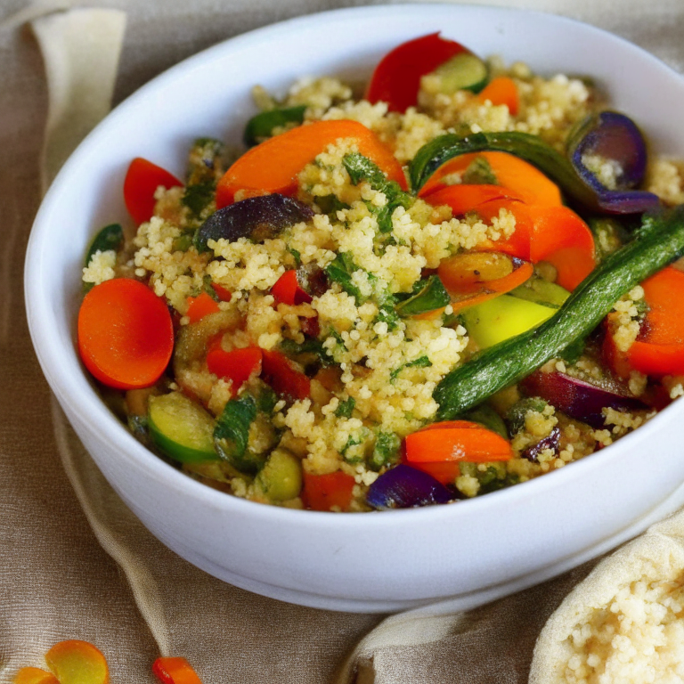 Mediterranean Ratatouille with Herbed Couscous in a bowl, with herbed couscous on the side