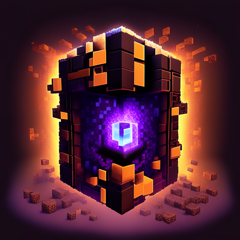 a stylized image of a cube with a glowing purple light