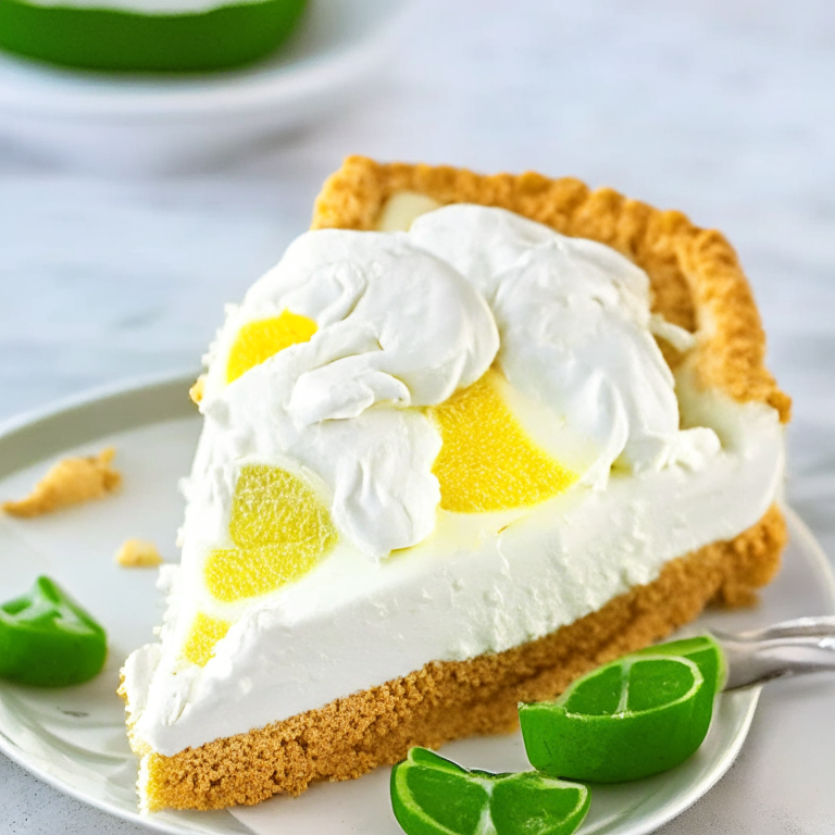 a delicious key lime pie with a graham cracker crust and whipped cream topping