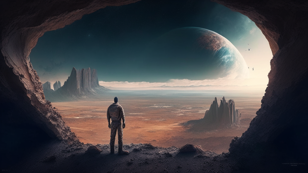 un uomo che si alza da terra con una vista frontale centrata