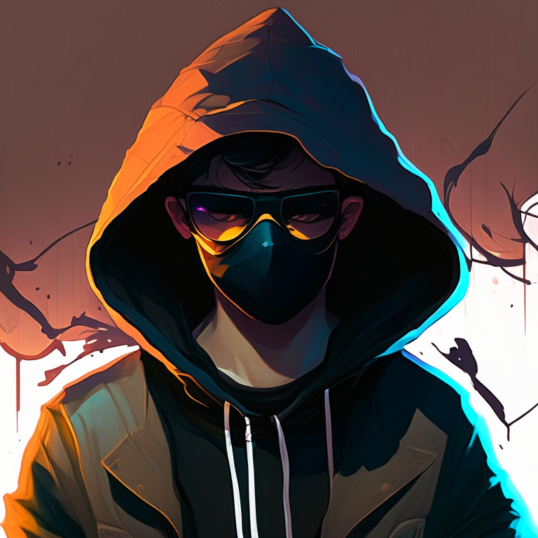 a 15-year-old boy wearing a black hoodie with the hood on his head, black pants and shoes, round sunglasses, and a black mask in the style of Artgerm, Charlie Bowater, Atey Ghailan, and Mike Mignola. The image has vibrant colors, hard shadows, and strong rim light, with a plain background. The image is designed to look like comic cover art and is trending on ArtStation.