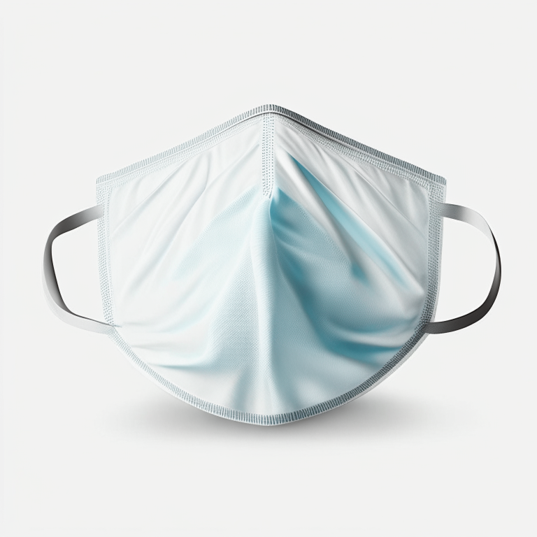 a surgical mask on a white background, with a realistic style