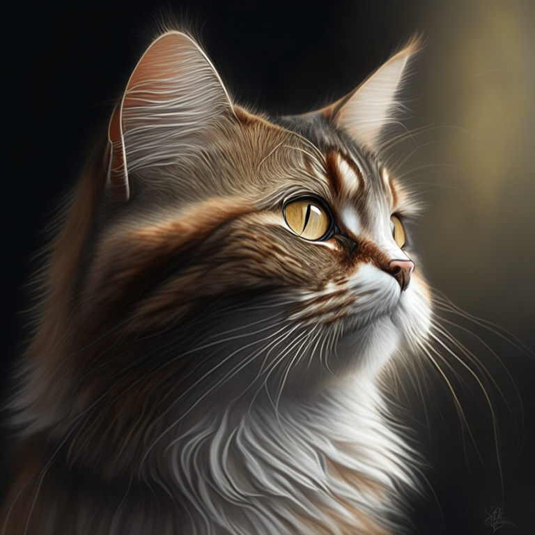 a cat facing forward, with a realistic style