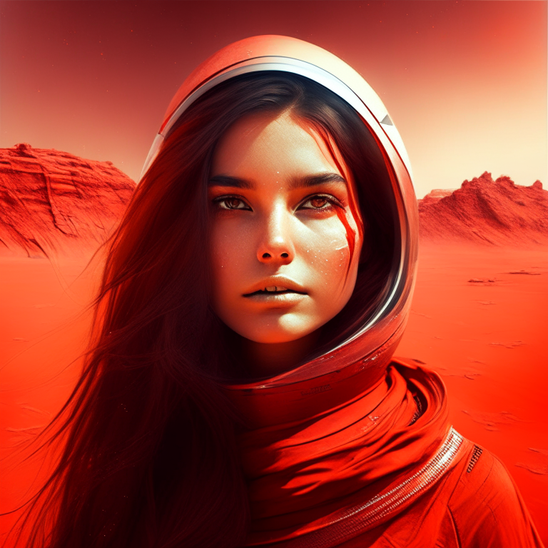 A beautiful girl on Mars A stunning girl on the red planet