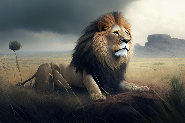 un león en la sabana