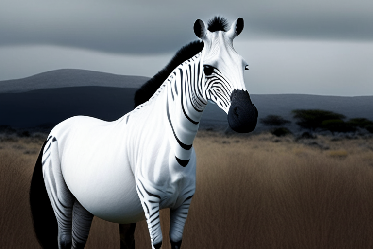 una cebra blanca con rayas negras en la sabana africana